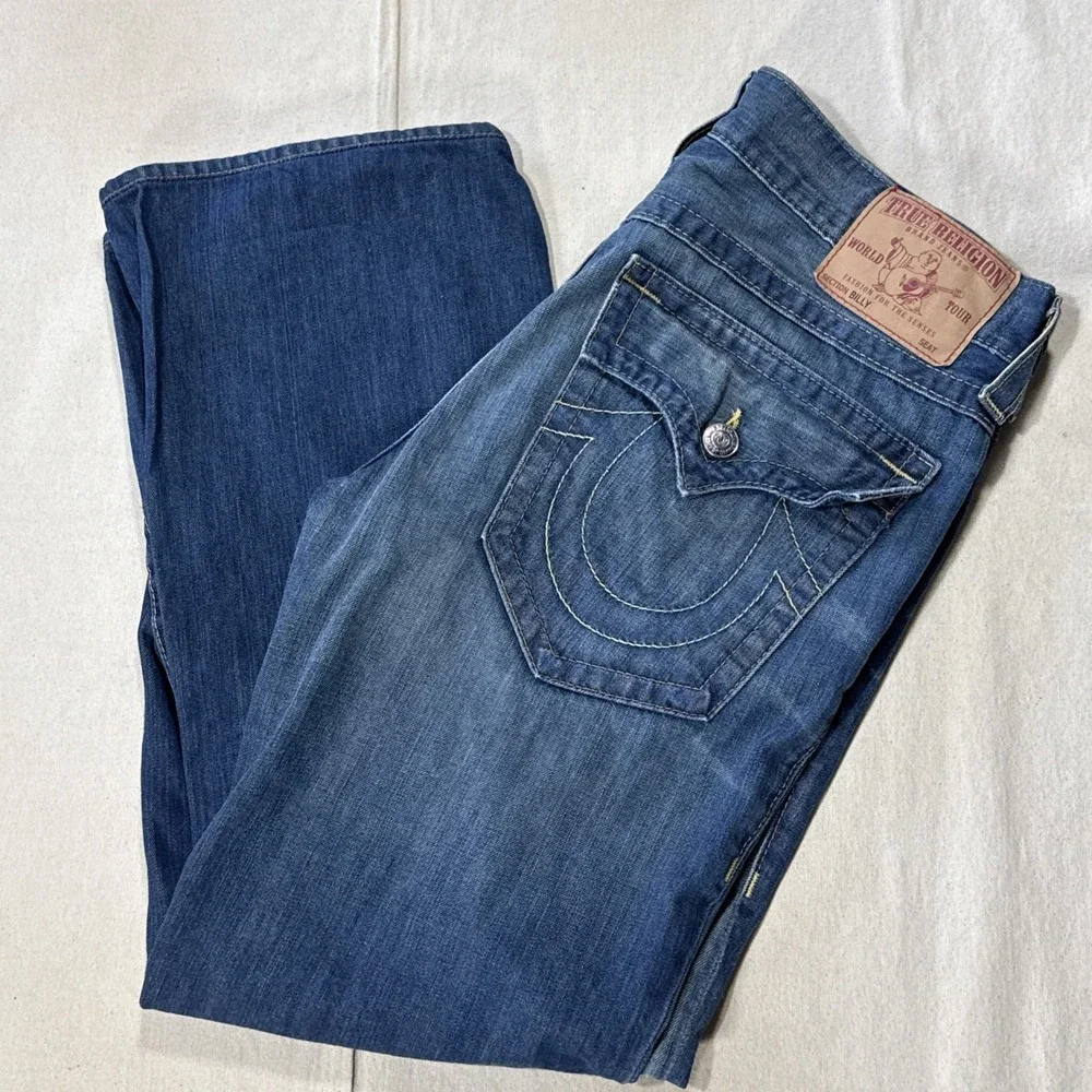 True Religion Men's Vintage Billy Jeans Size 34W 29L Denim Made In USA